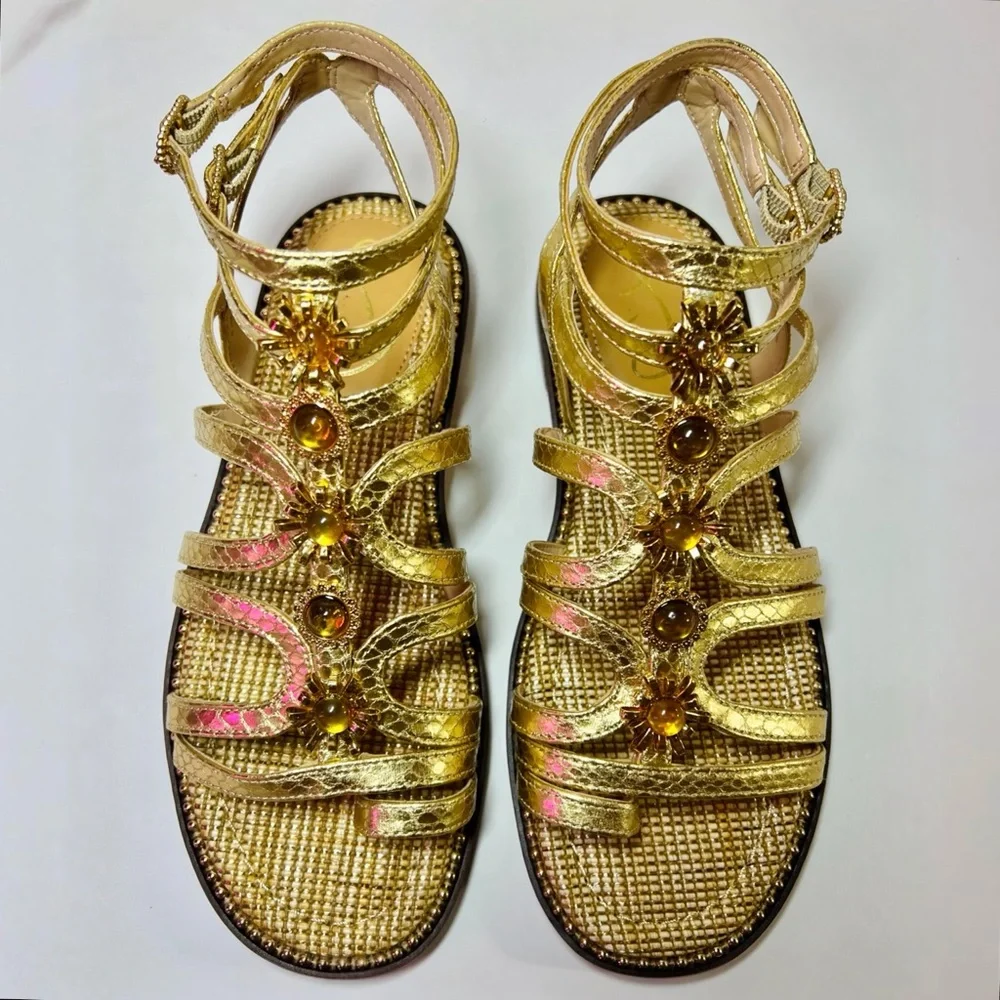 NWOB Sam Edelman Tianna Gold Jeweled Gladiator Sandal 6.5 - Picture 4 of 6
